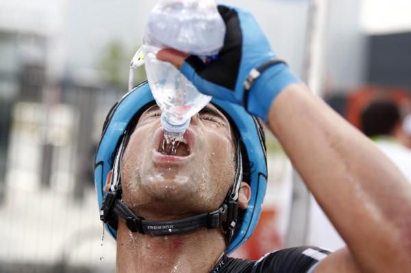 Davide Appollonio (Sky Procycling) grabs a drink after his win