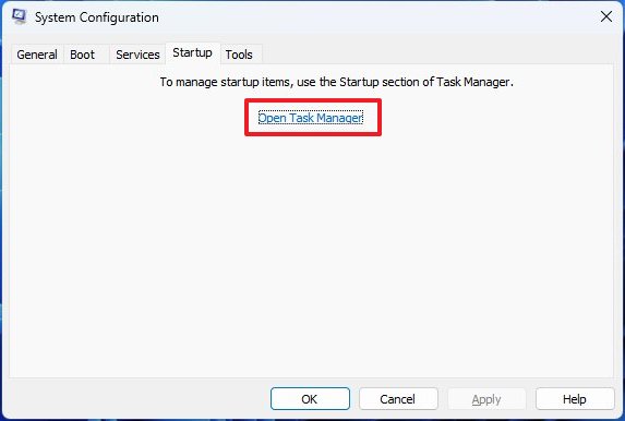 System Configuration open Task Manager