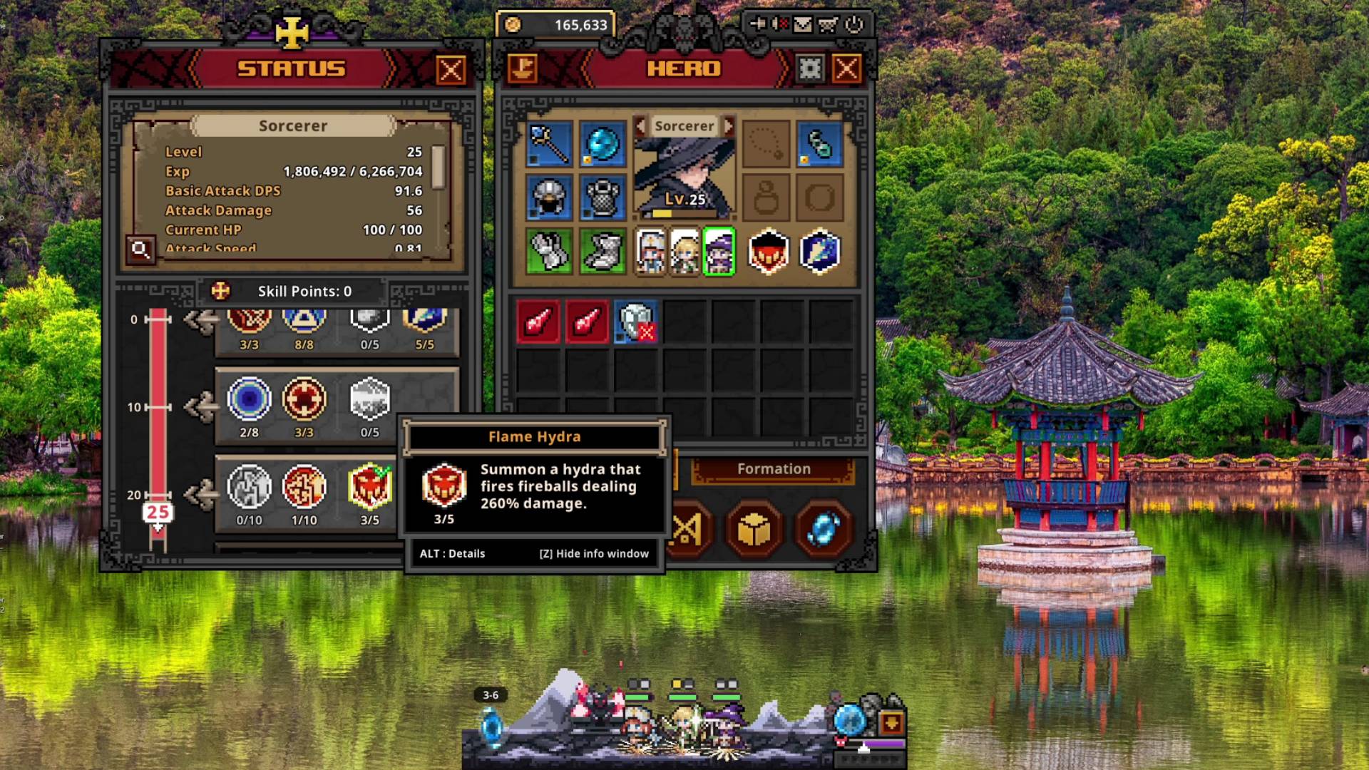 Task Bar Hero Sorcerer build using Flame Hydra Skill