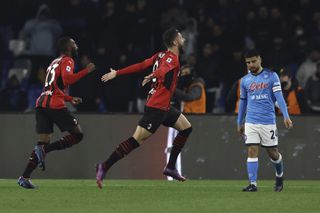 Olivier Giroud scored the winner in AC Milan's 1-0 victory at Napoli (Alessandro Garofalo/ AP).