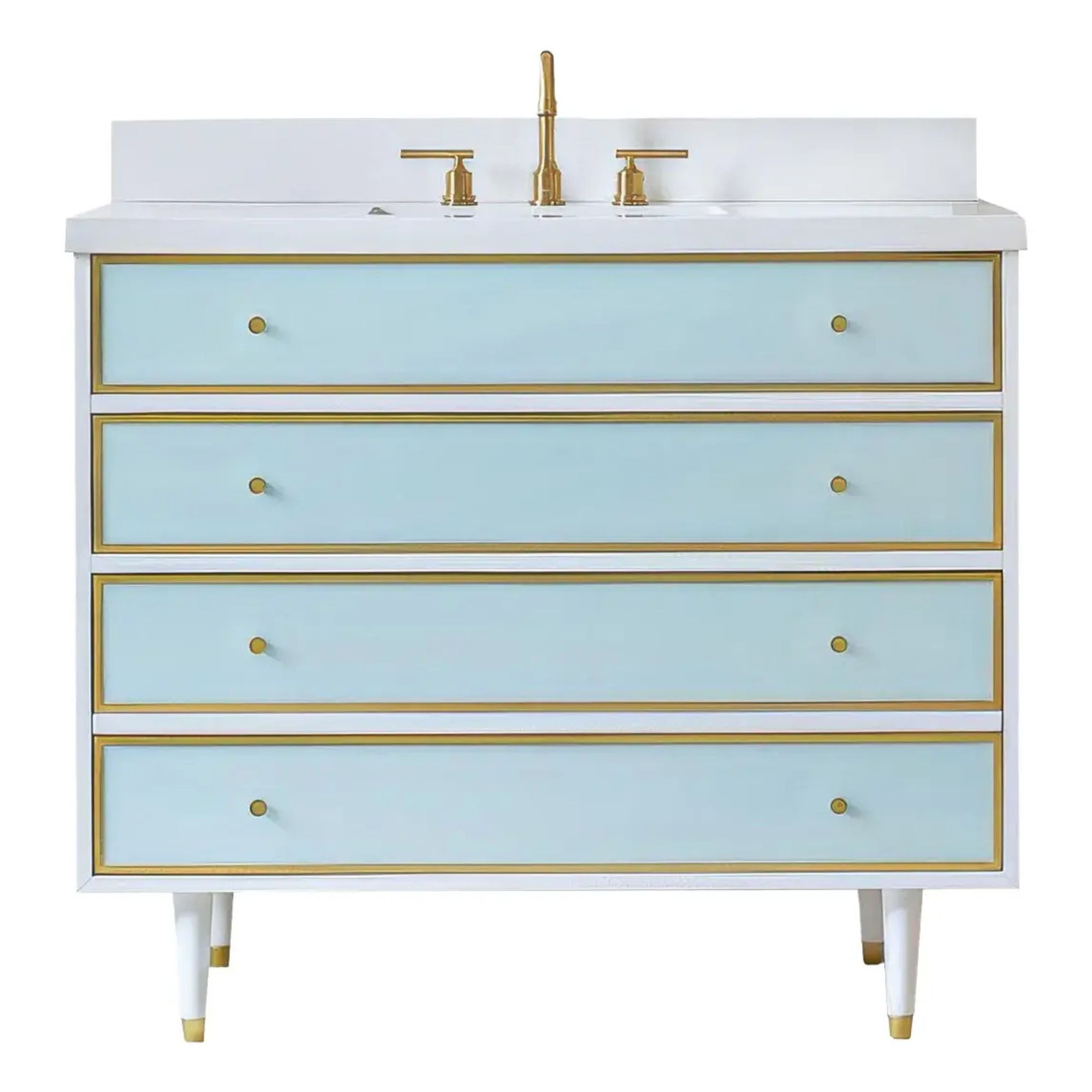 Coastal Bathroom Vanity with Quartz Top