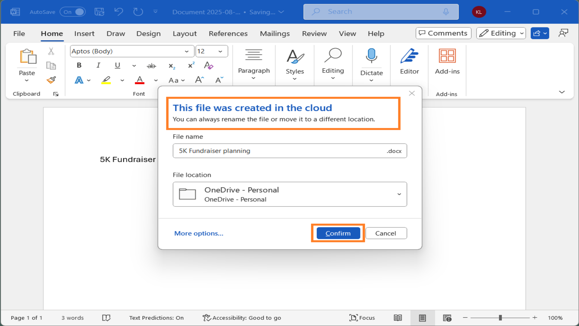 Microsoft Word Cloud Saving