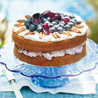 Pecan Buttermilk Cake with Blueberries