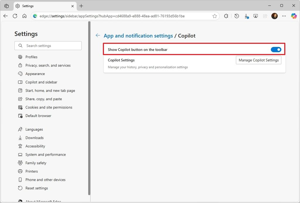 Edge enable Copilot