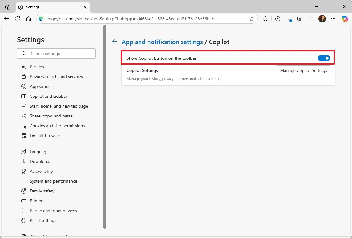 Edge enable Copilot