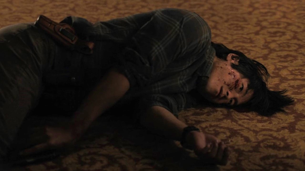 Young Mazino as Jesse gets shot in the season 2 finale of The Last of Us.