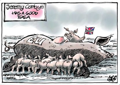 Political cartoon World European Union Jeremy Corbyn Brexit United Kingdom