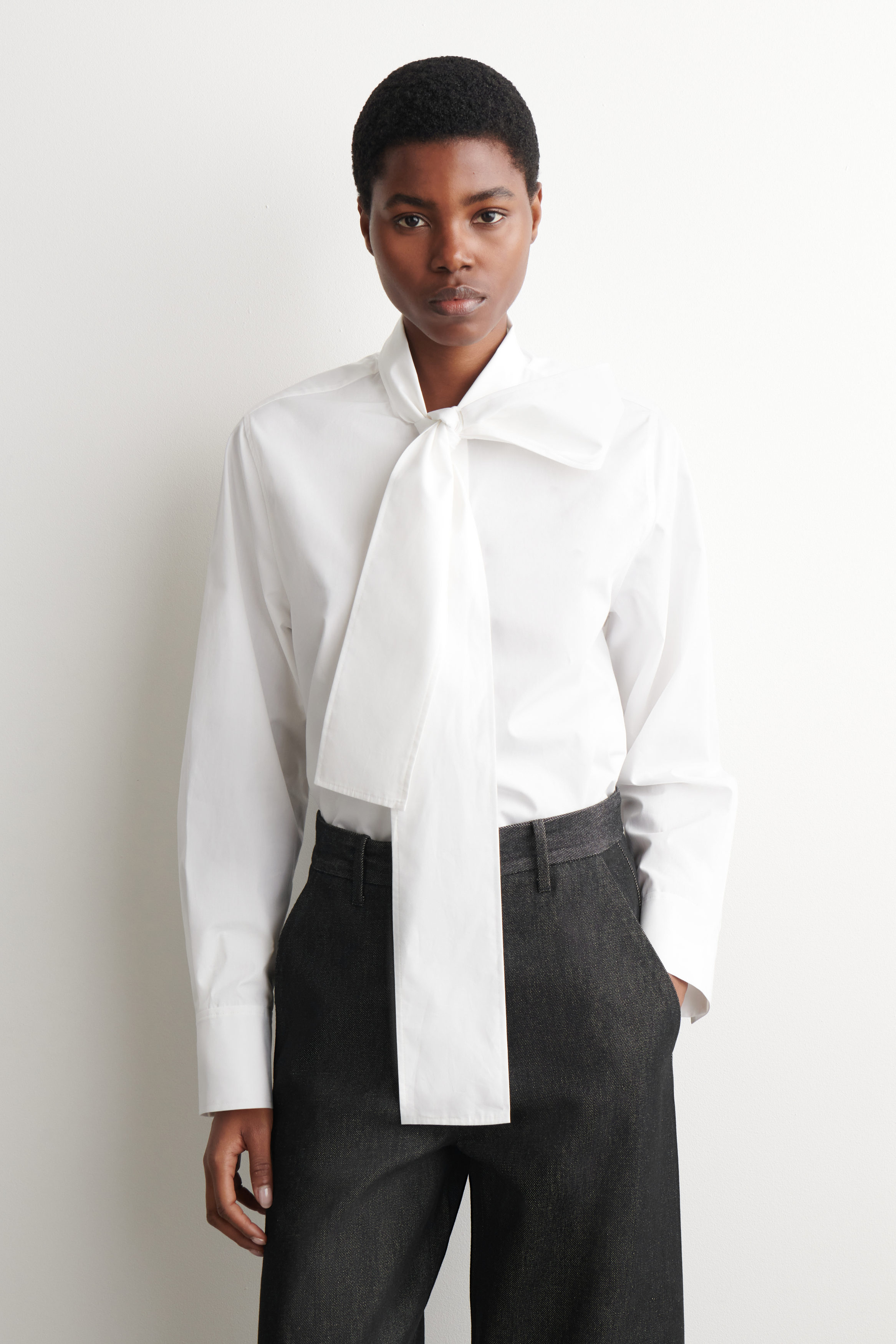 Bow-Detail Cotton Blouse