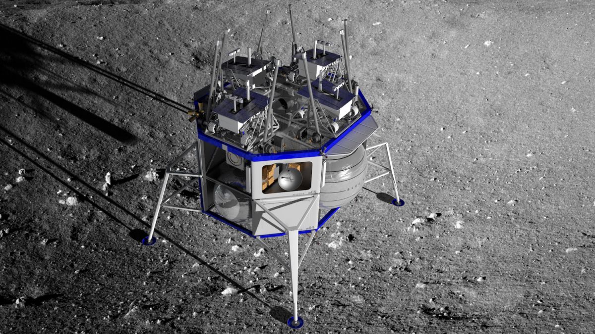 An artist's depiction of Blue Origin's Blue Moon lander.