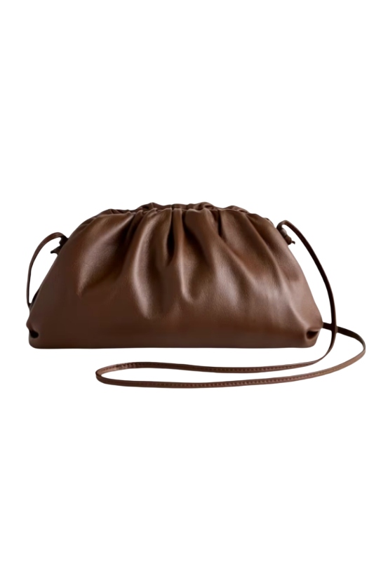 Quince, Italian Leather Pouch Crossbody Clutch in Dark Brown