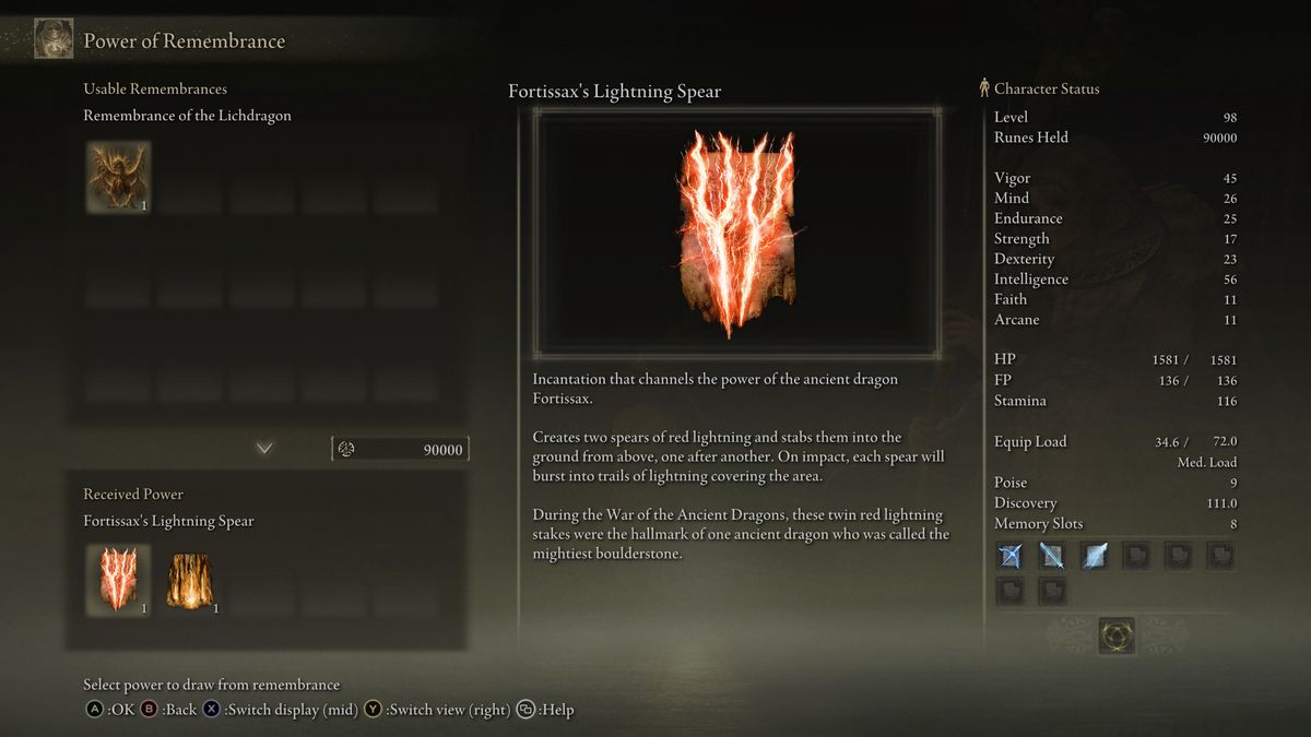 fortissax lightning spear lore