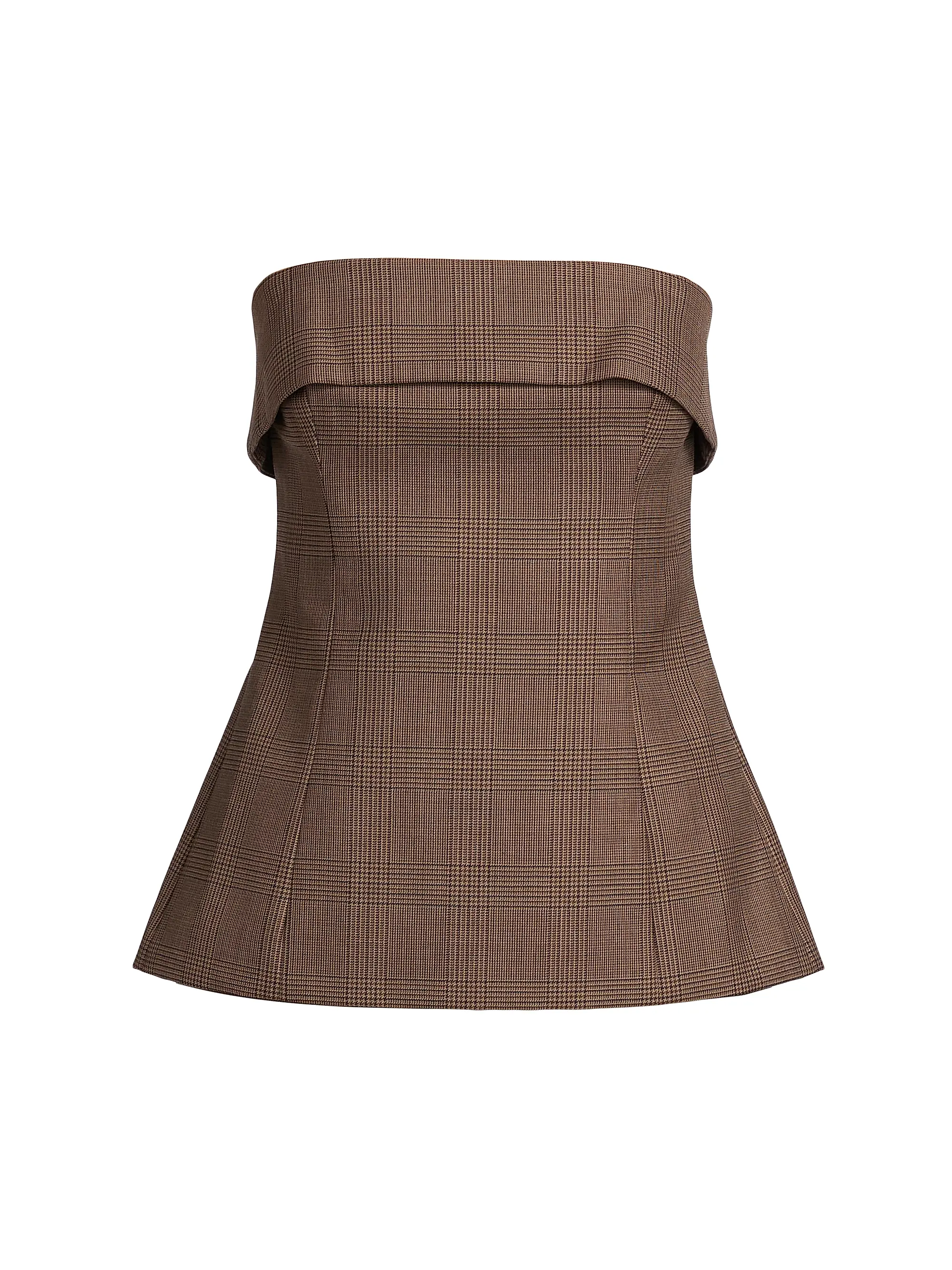 London Plaid Strapless Top