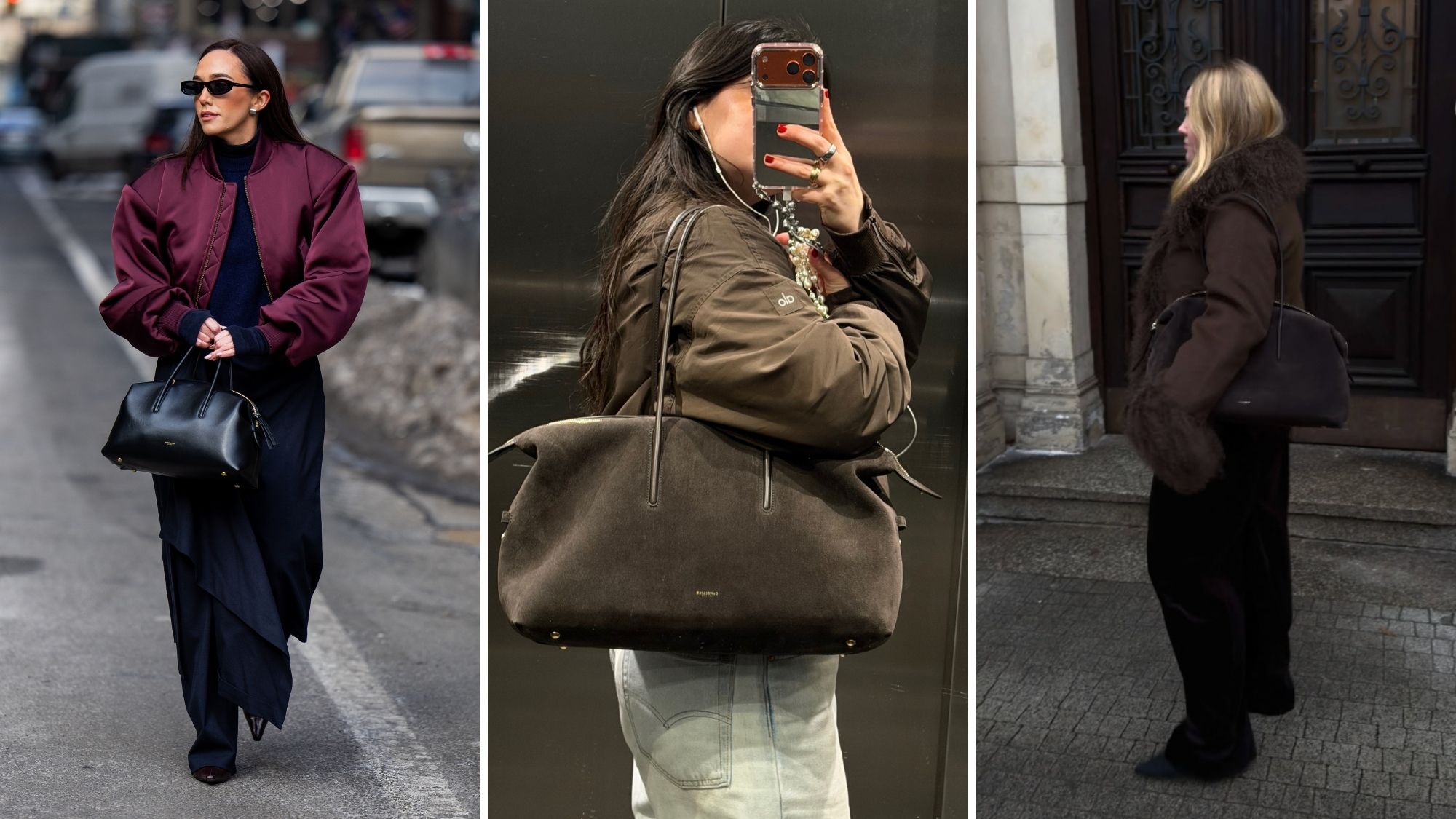 three women carrying the demellier stockholm bag