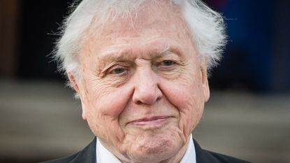 A man with short white hair smiles past the camera. 