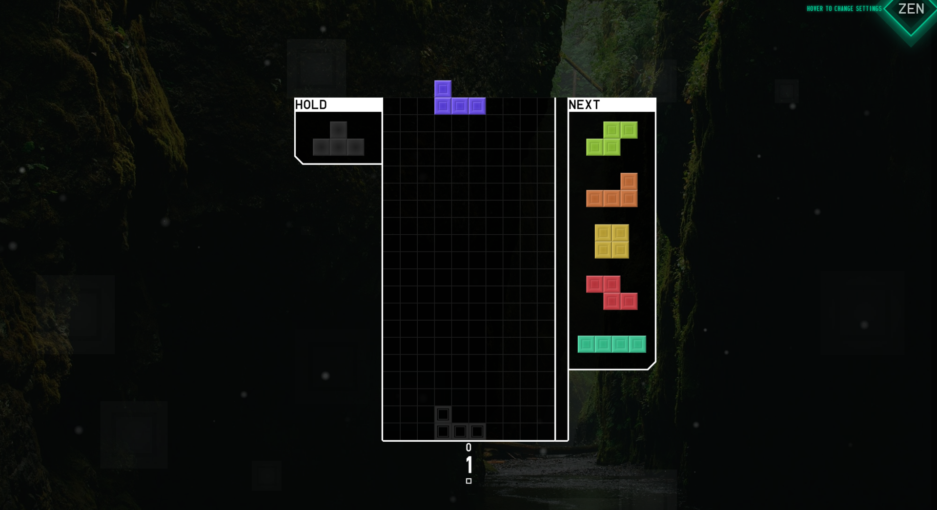 Screenshot of a Tetris screen with a falling block