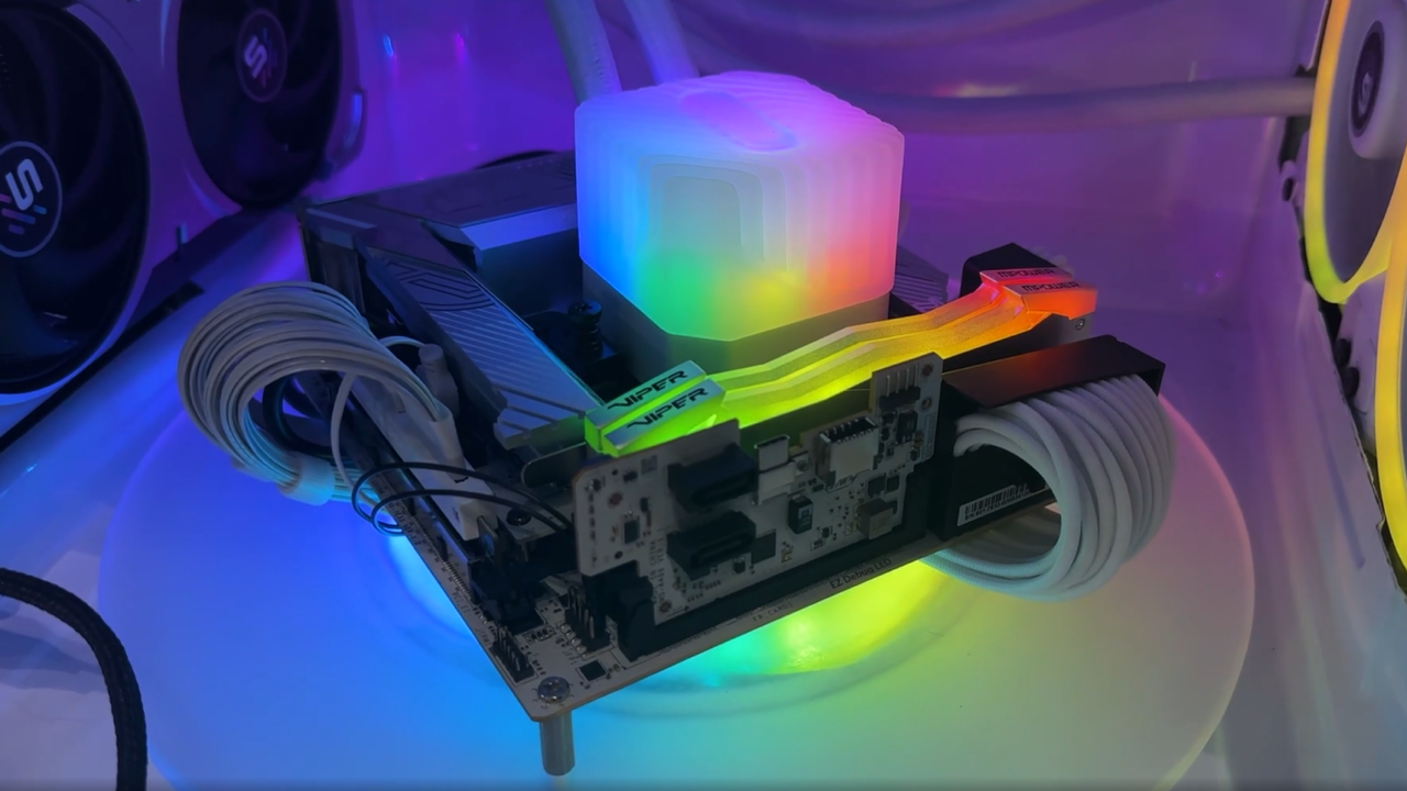 SignalRGB's custom gaming PC built inside of an old microwave.