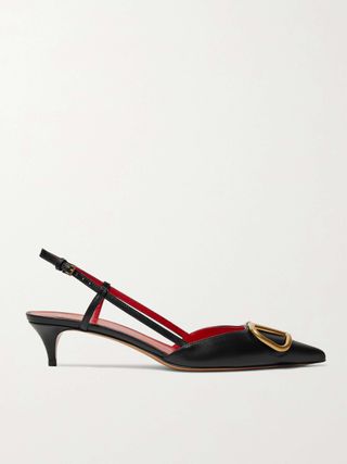 Valentino Garavani Go Logo 40 Embellished Leather Slingback Pumps