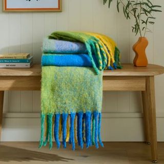 blue and green throw