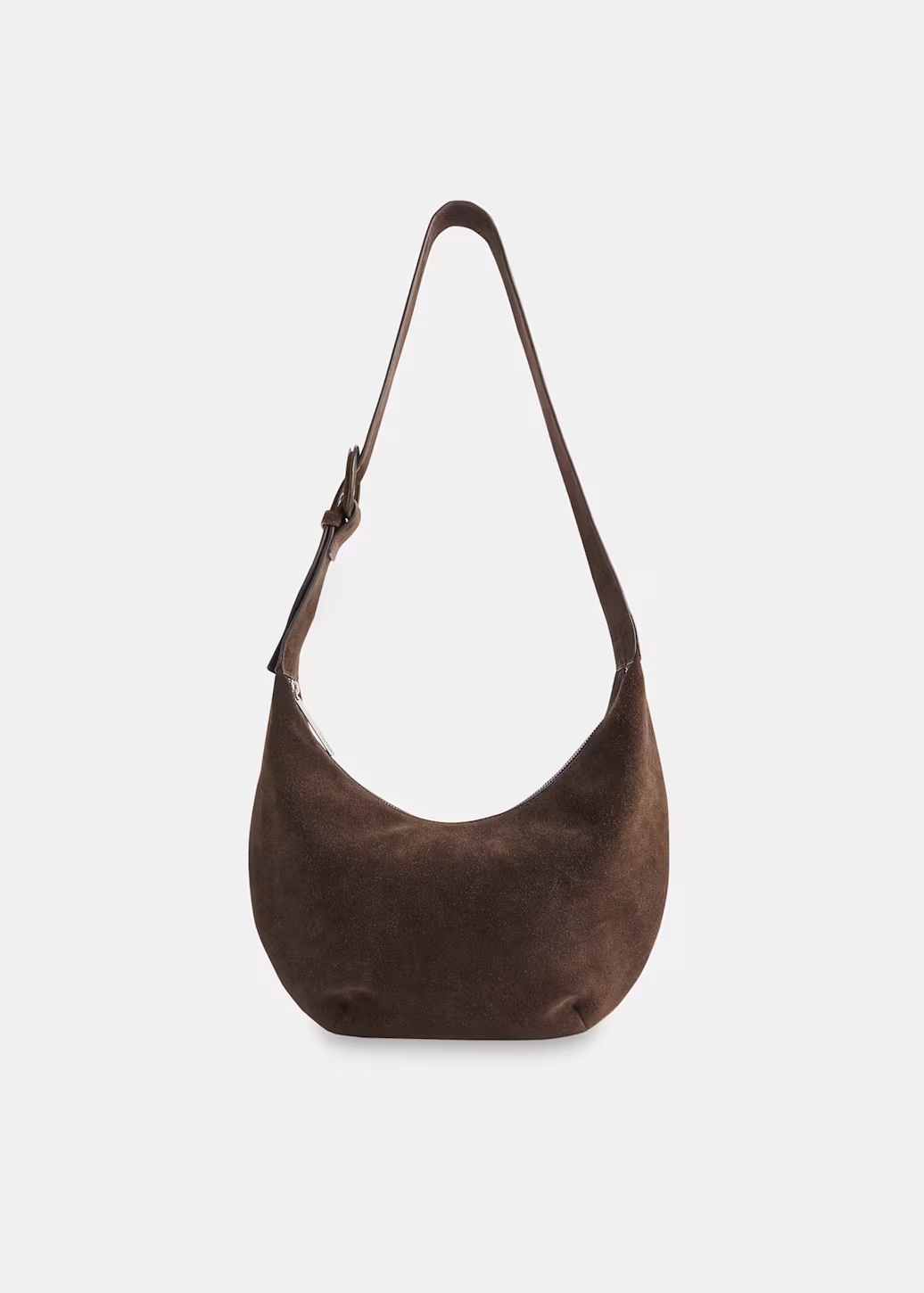 Whistles, Chocolate Sia Suede Curved Crossbody Bag
