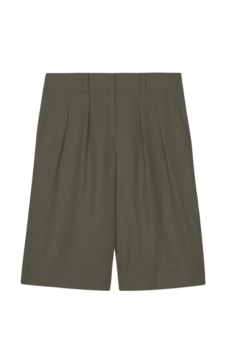 Bilbao Pleated Bermuda Shorts - Khaki