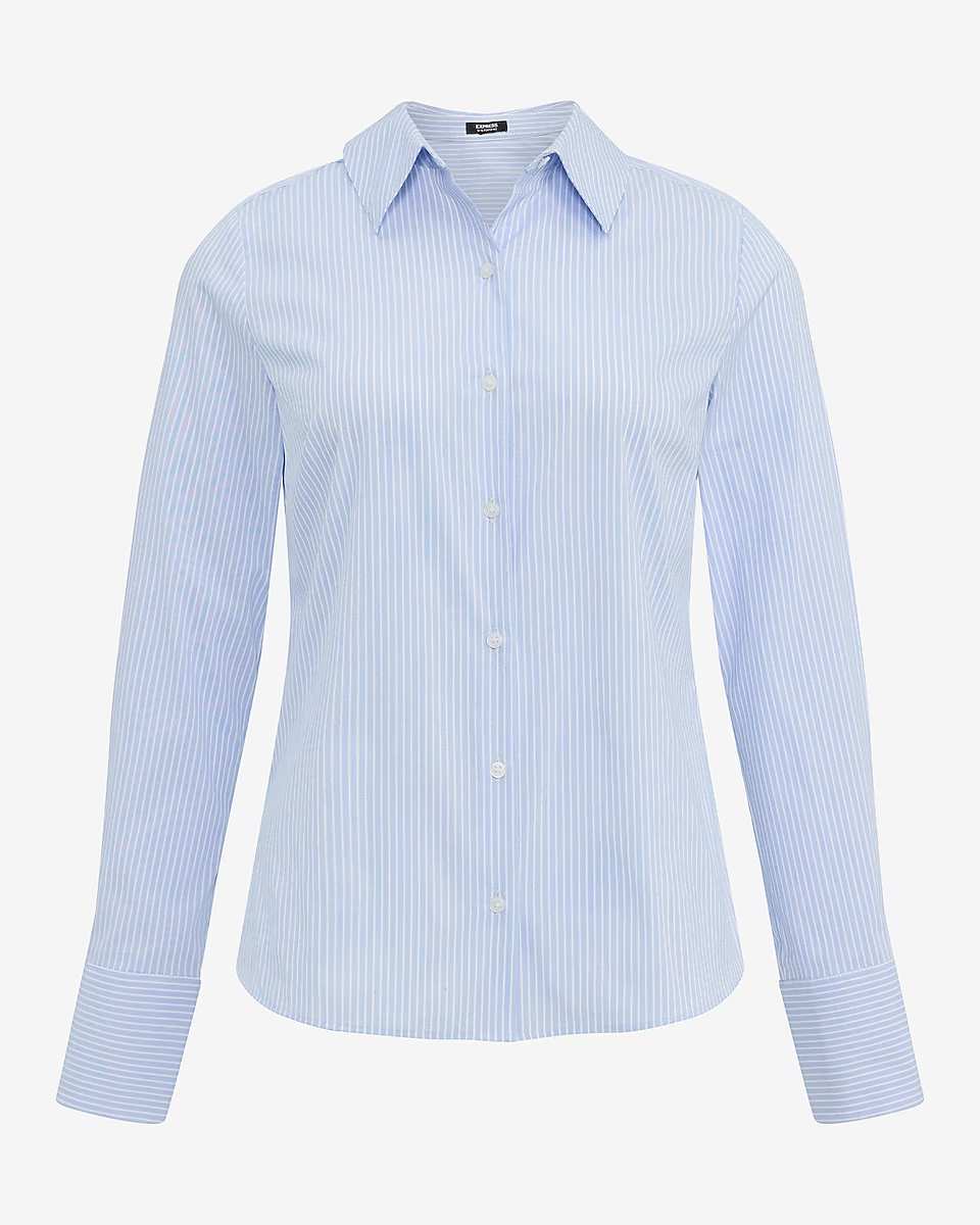 Express, Stretch Cotton Striped Essential Shirt