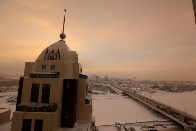 The snow-covered capital of Kazakhstan, Astana