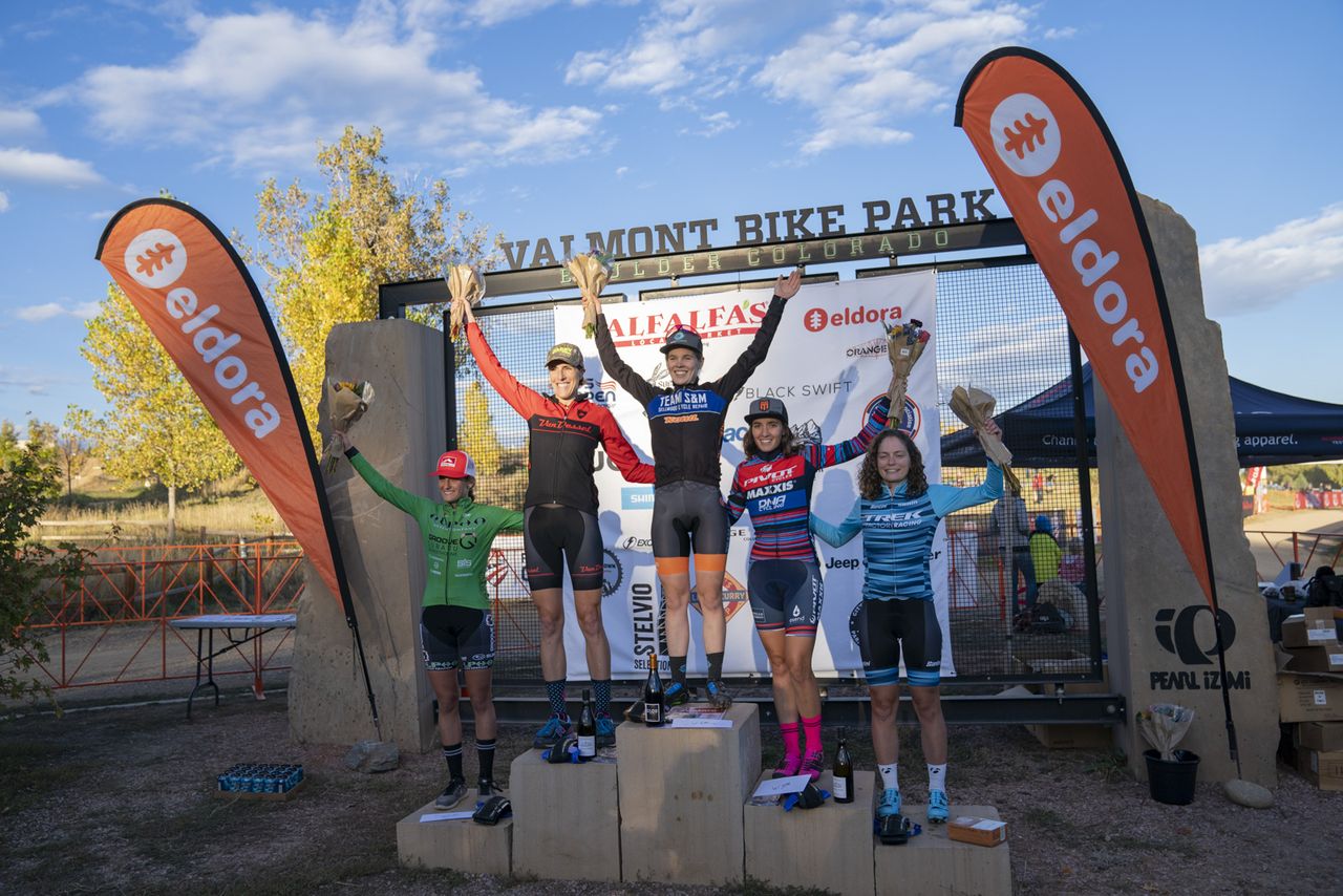 The womne's podium on day 1 at the US Open of Cyclocross