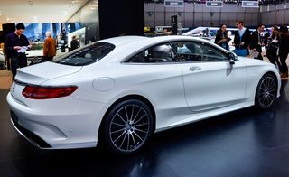 White Mercedes-Benz S-Class Coupé on display