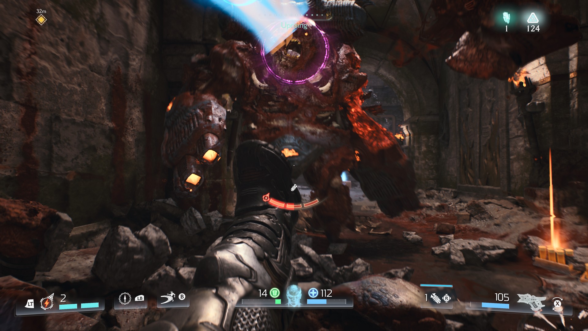 A hulking demon in Doom The Dark Ages - Revelations