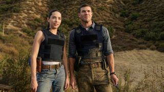 Gibbs and Lala wearing bulletproof vests while out in the field in NCIS: Origins