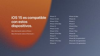 Dispositivos compatibles con iOS 15