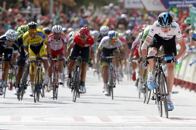 Chris Froome (Team Sky) jumped out of the small field and crosses the line a few seconds ahead of his GC rivals