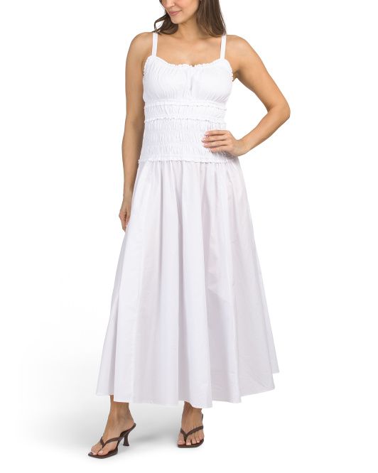White Closet, Sleeveless Dropped Waist Smocked Maxi Dress