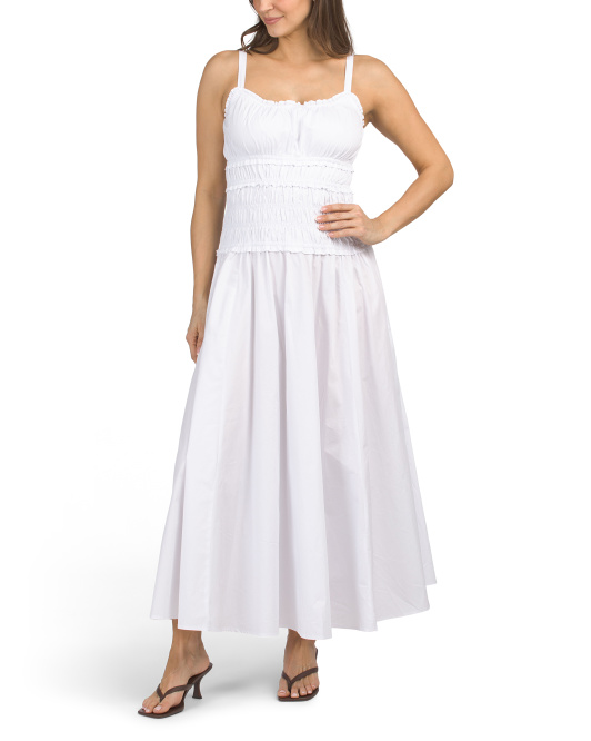 White Closet, Sleeveless Dropped Waist Smocked Maxi Dress