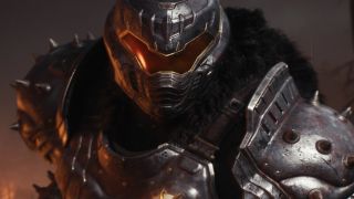 Doom: The Dark Ages Village of Khalim secrets and collectibles - A close-up shot of the Doom Slayer, ready to charge forwards.