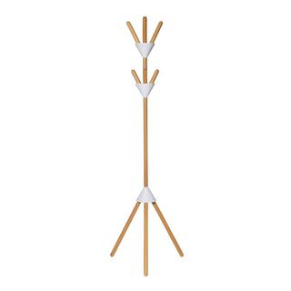 Alessi Pierrot Coat Stand made from wood with white detailing with six wooden hooks