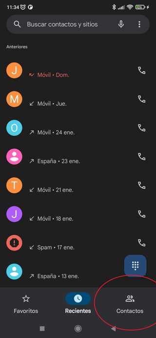 Contactos android