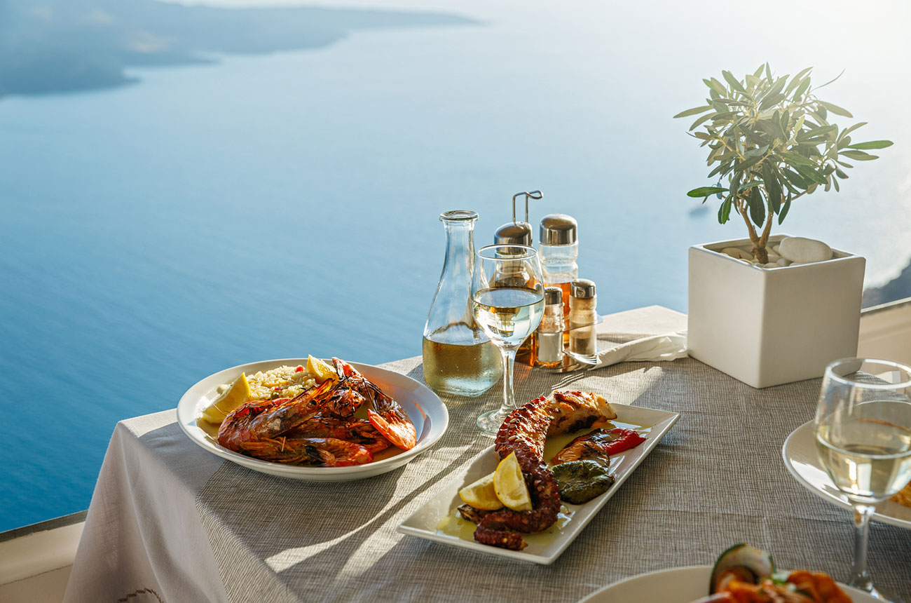 seafood and wine, coast