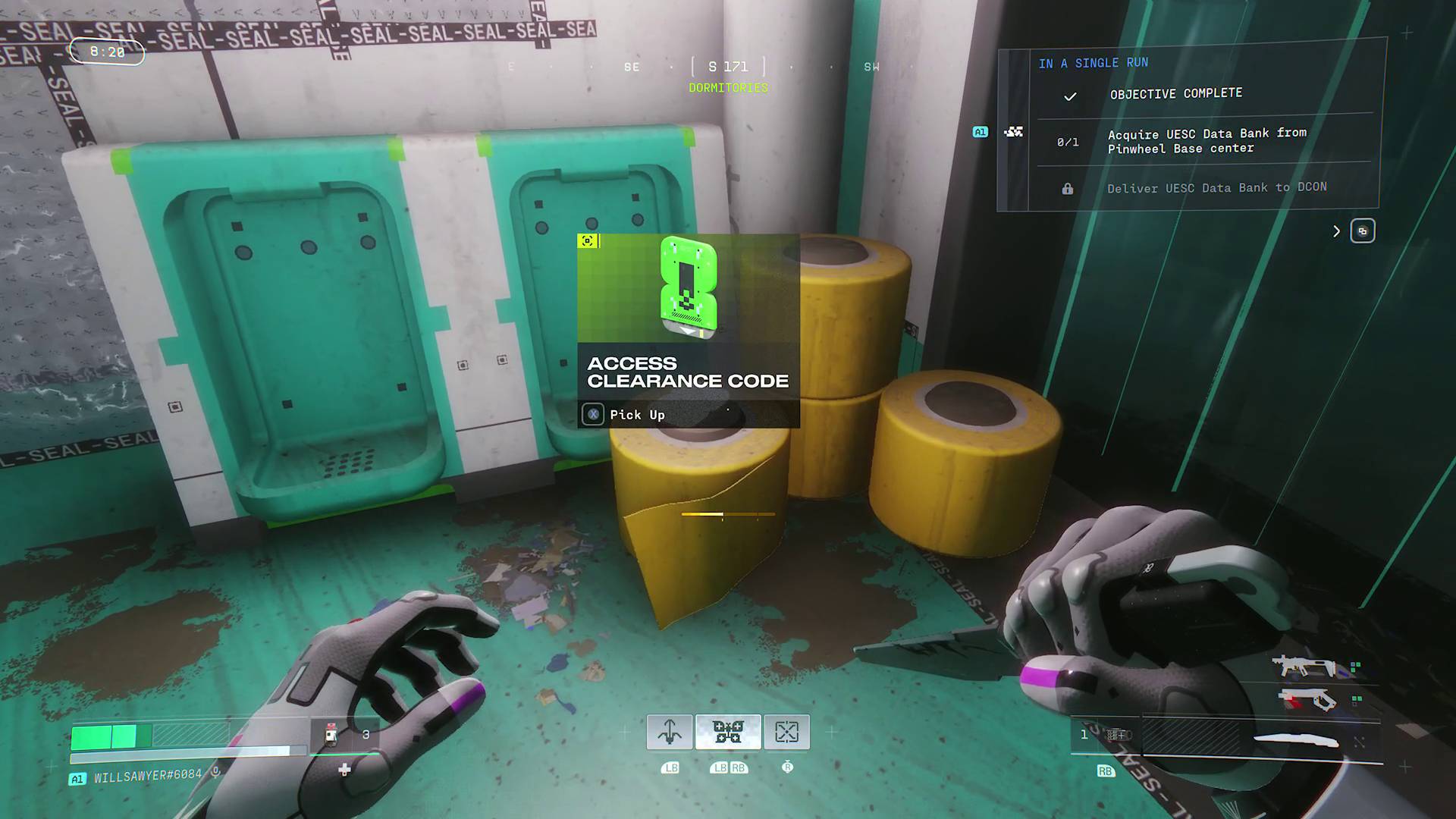 Marathon outpost pinwheel base green keycard access clearance code