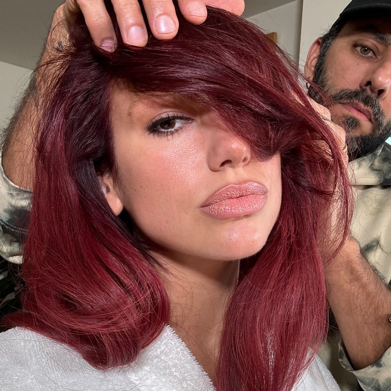 @dualipa with cherry cola hair