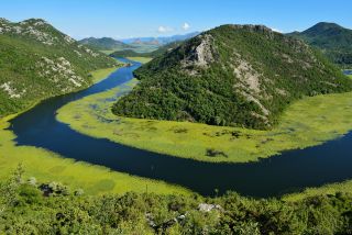 Big bend of river Rijeka Crnojevica, Lake Skadar National Park, Scutari, Crna Gora, Montenegro