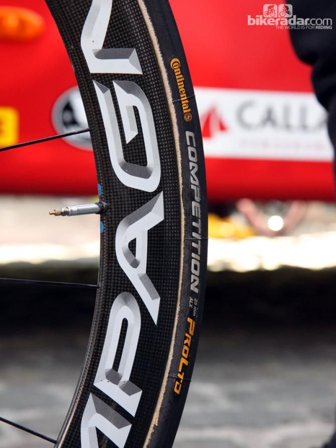 25mm-wide Continental Competition Pro Limited ALX tubulars for the Lotto-Belisol team at Scheldeprijs