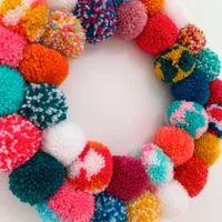 Colourful Pom Pom Wreath: £25, Etsy