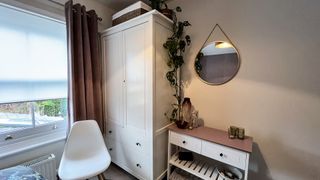 dressing table and wardrobe in a small bedroom