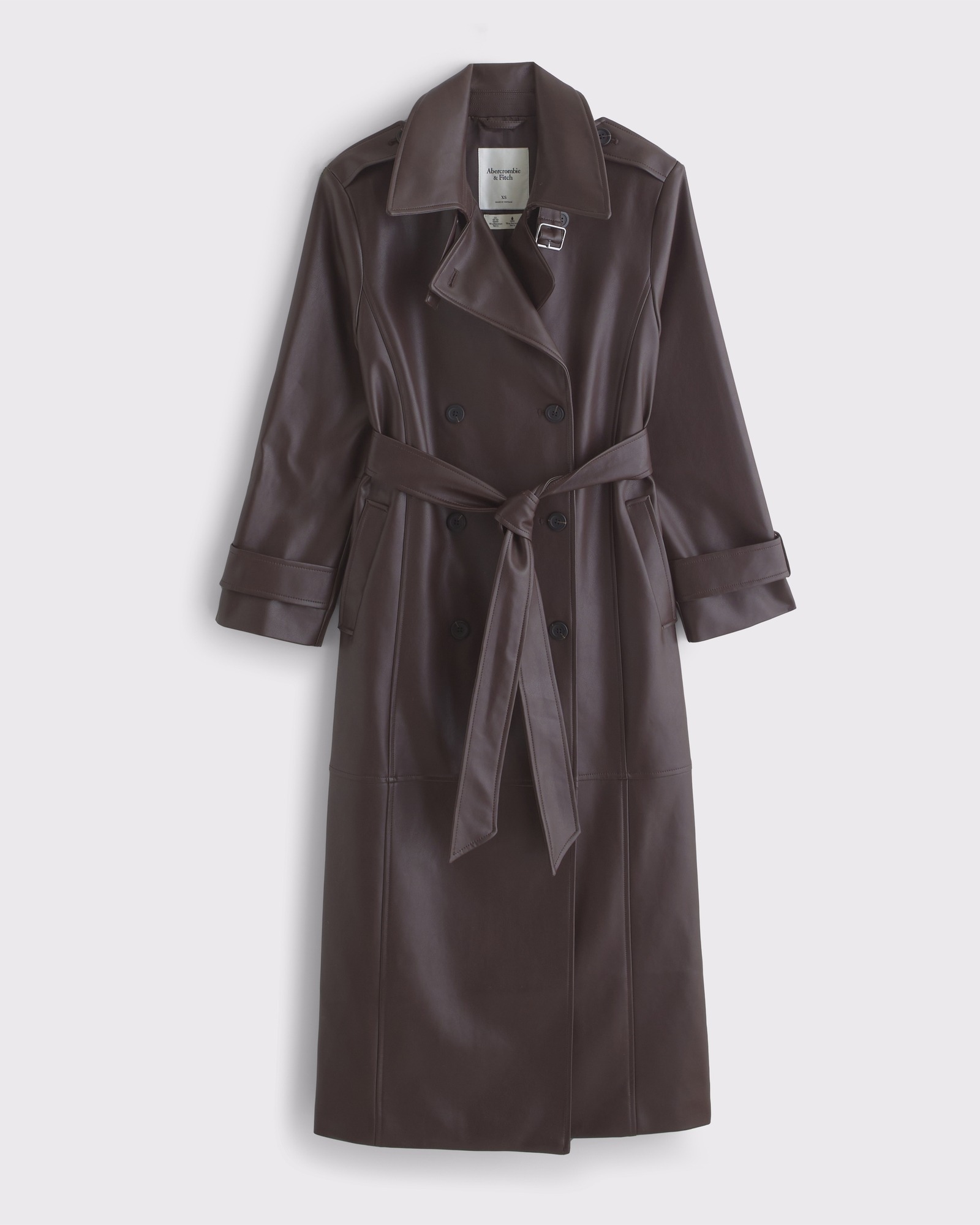 Faux Leather Trench Coat