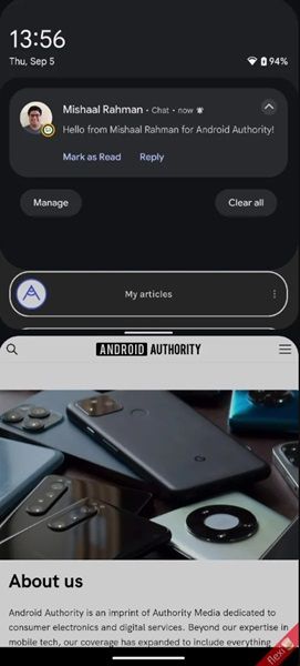 Notifications, potentially during Android 16, could look different as Google could work in a smaller quick settings preview to show more of your screen.