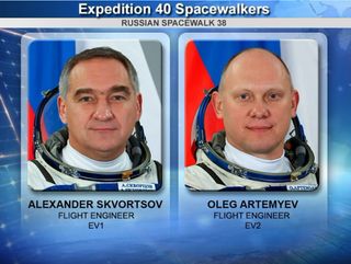 Spacewalking cosmonauts Alexander Skvortsov and Oleg Artemyev went outside the space station on June 19, 2014.