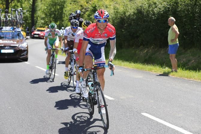 Dutch champion Johnny Hoogerland (Vacansoleil-DCM) at the head of the early break