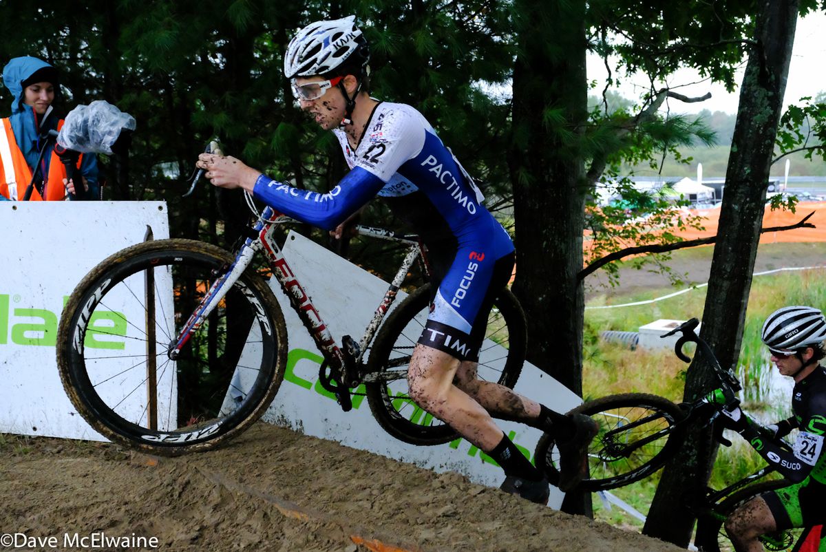 Jack Kisseberth (JAM/NCC) climbing the stairs during lap one
