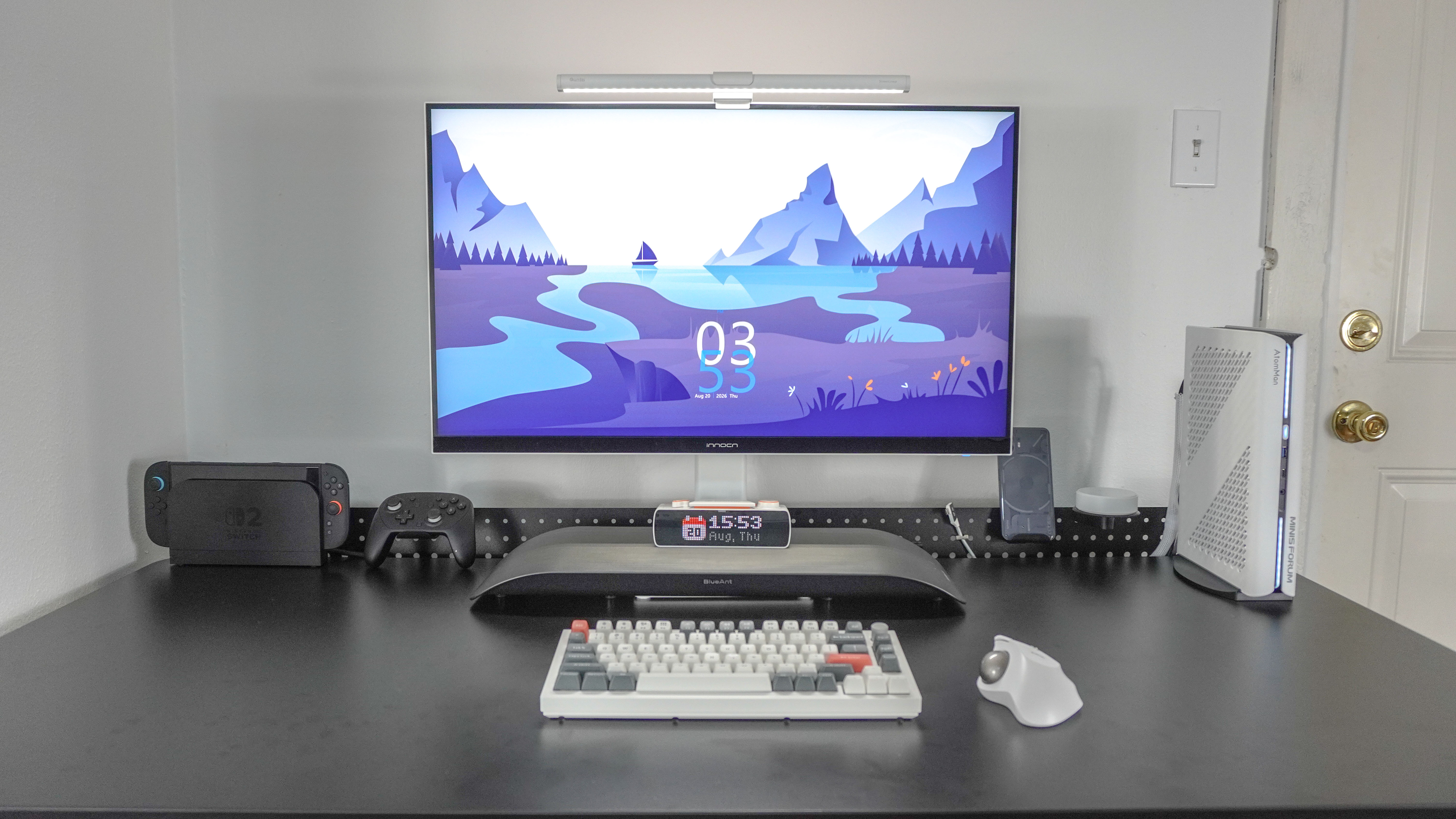 A desk setup built around the Herman Miller Coyl Gaming Desk